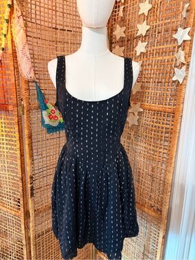 American Eagle Outfitters Black Mini Dress with Silver Dot Print